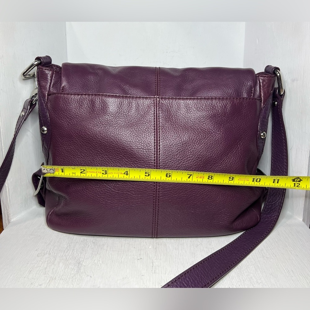 Vintage B Makowsky A236100 Purple/Burgundy Leather Large Crossbody - Picture 3 of 7